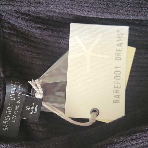 Barefoot Dreams CozyChic Ultra Lite Black Ribbed Hooded Cardigan - Picture 2 of 4